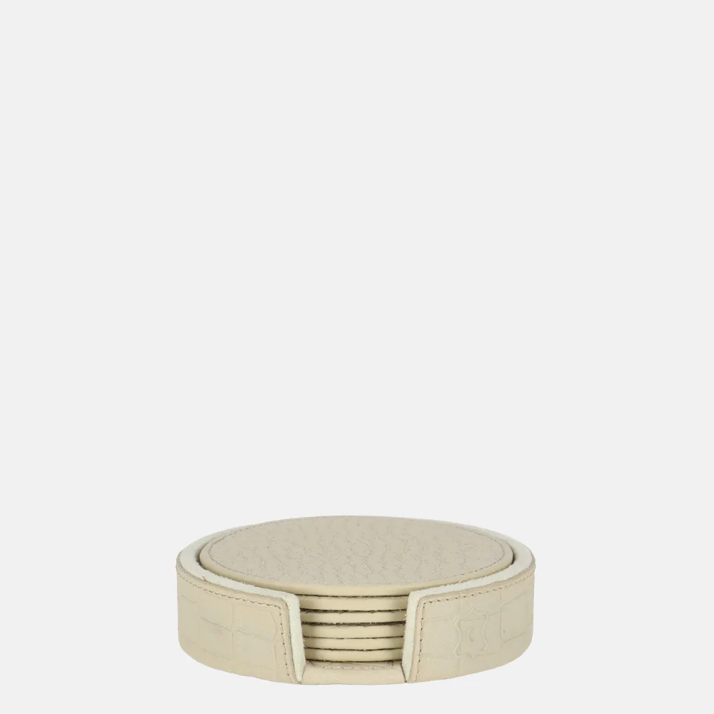 Chamada leren ronde onderzetters croco beige bij Duifhuizen