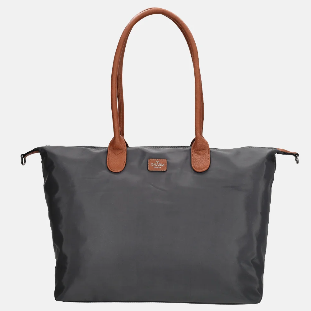 Charm London Buckingham shopper met 15.6 inch laptopvak L olifant grijs bij Duifhuizen