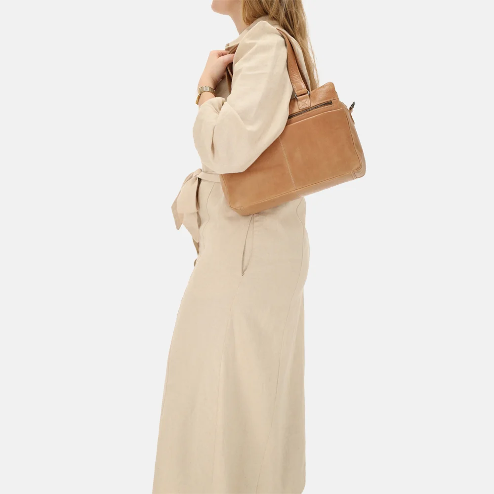 Hide & Stitches Porto handtas taupe bij Duifhuizen
