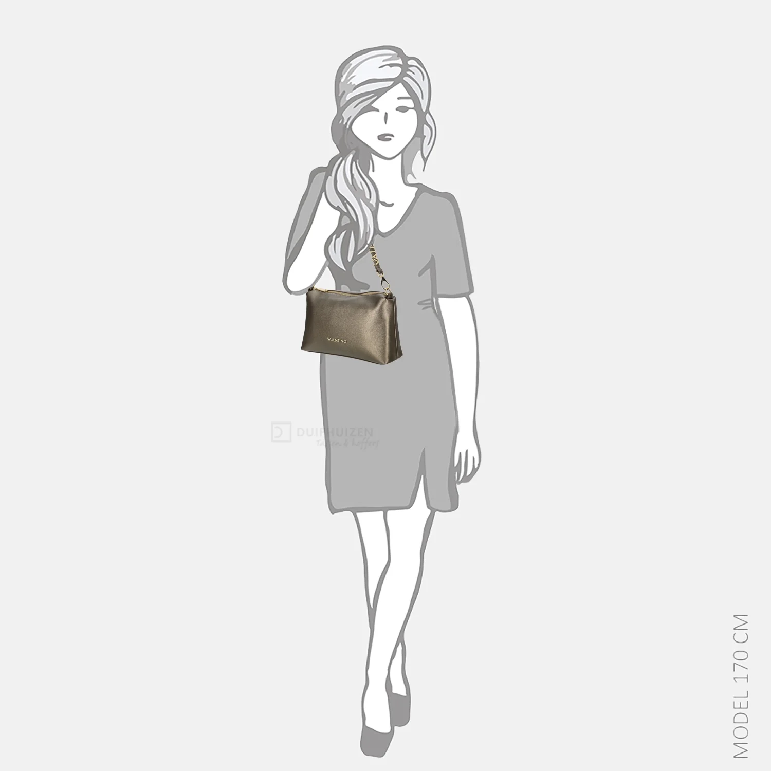 Valentino Bags Barn crossbody rits gun metal bij Duifhuizen