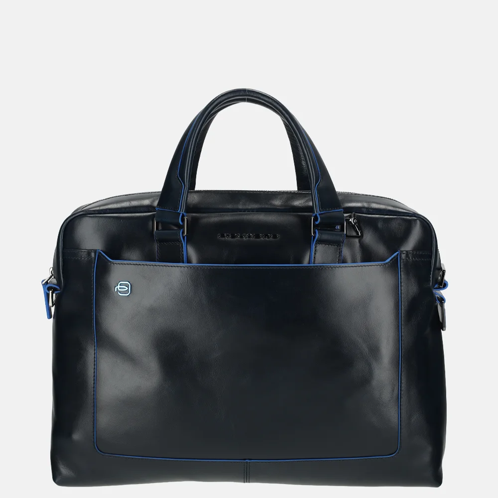 Piquadro Blue square laptoptas 15 inch blue bij Duifhuizen