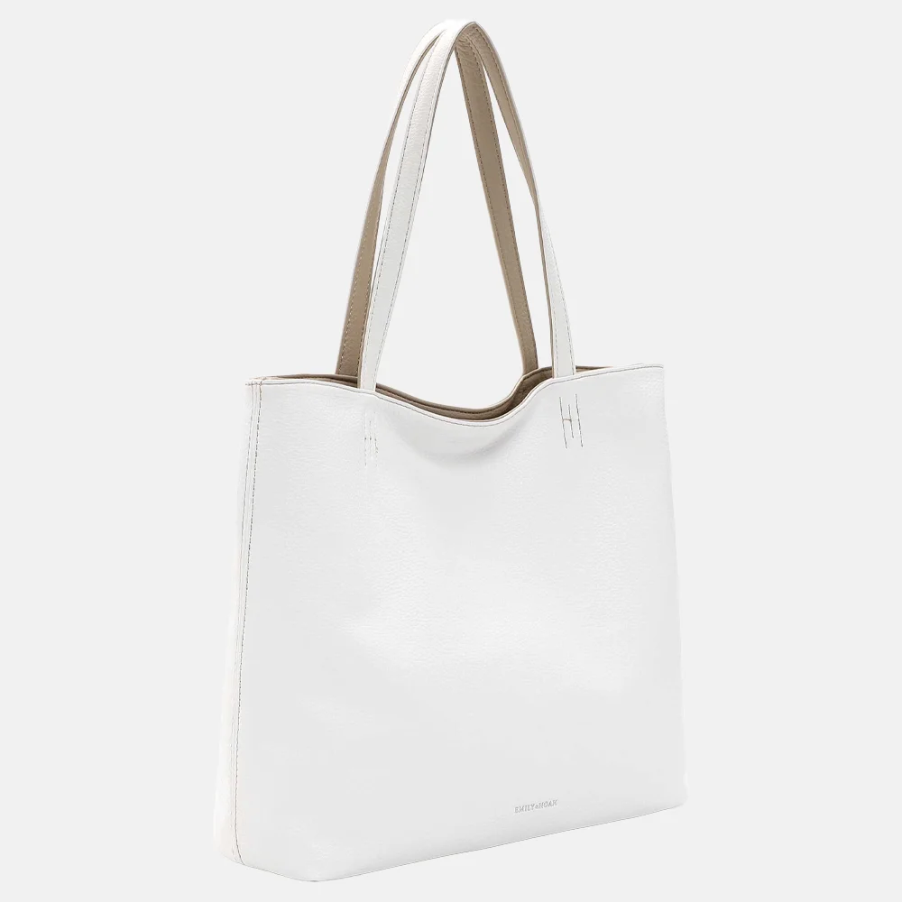 Emily & Noah Eva bag-in-bag shopper reversible white/beige bij Duifhuizen