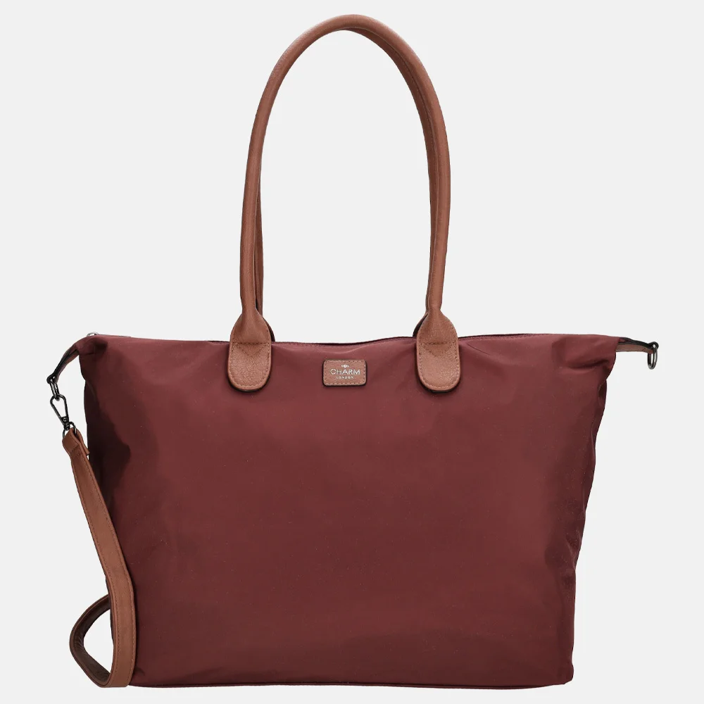 Charm London Buckingham shopper met 15.6 inch laptopvak L bordeaux