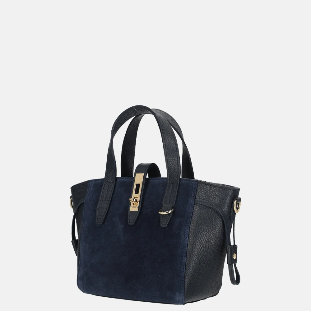 Charm London handtas suede/leer donkerblauw bij Duifhuizen