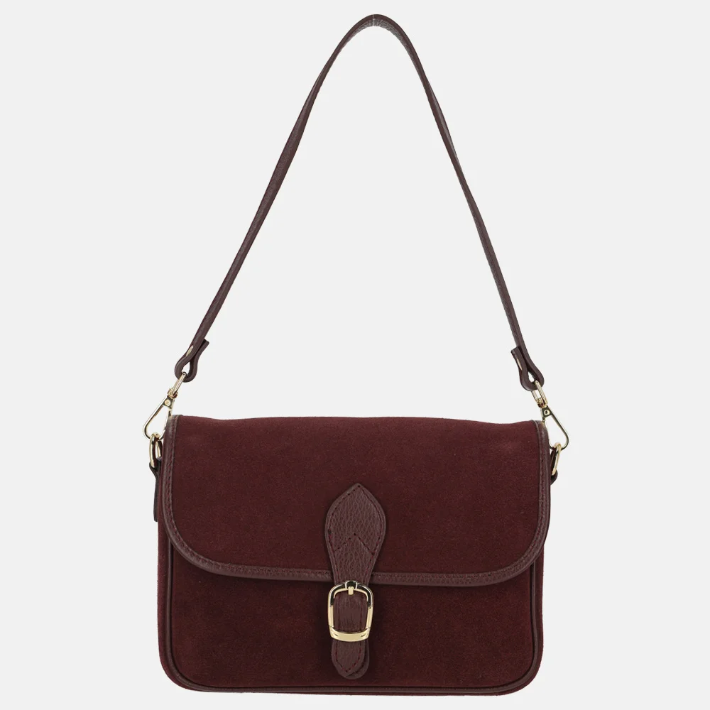 Charm London flap crossbody tas suede bordeaux bij Duifhuizen