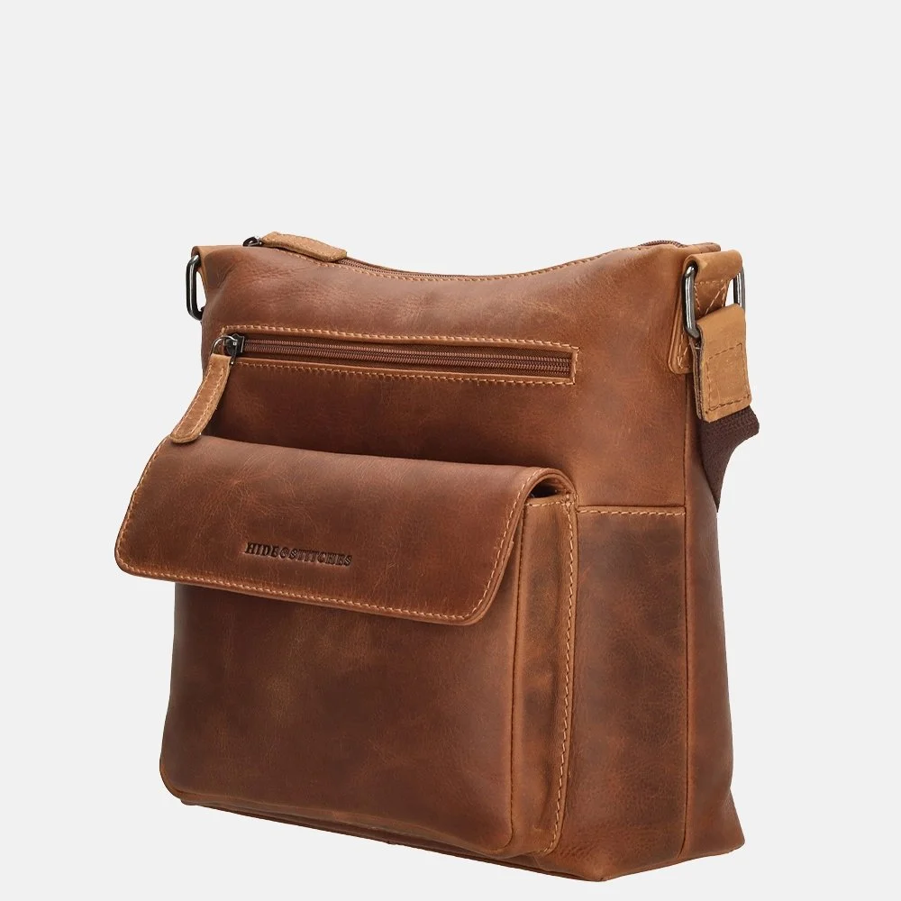 Hide & Stitches Japura schoudertas M cognac bij Duifhuizen