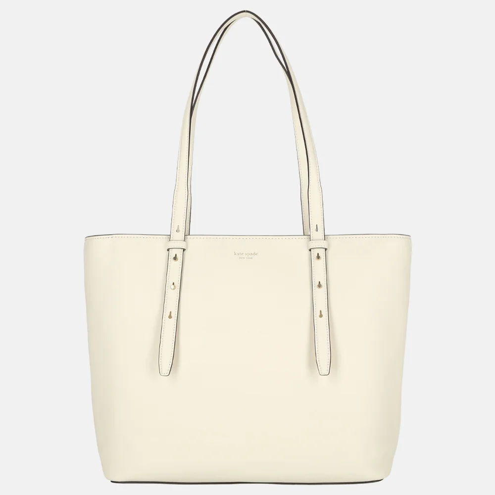 Kate Spade Zipper tote shopper fine grain leather cashew milk