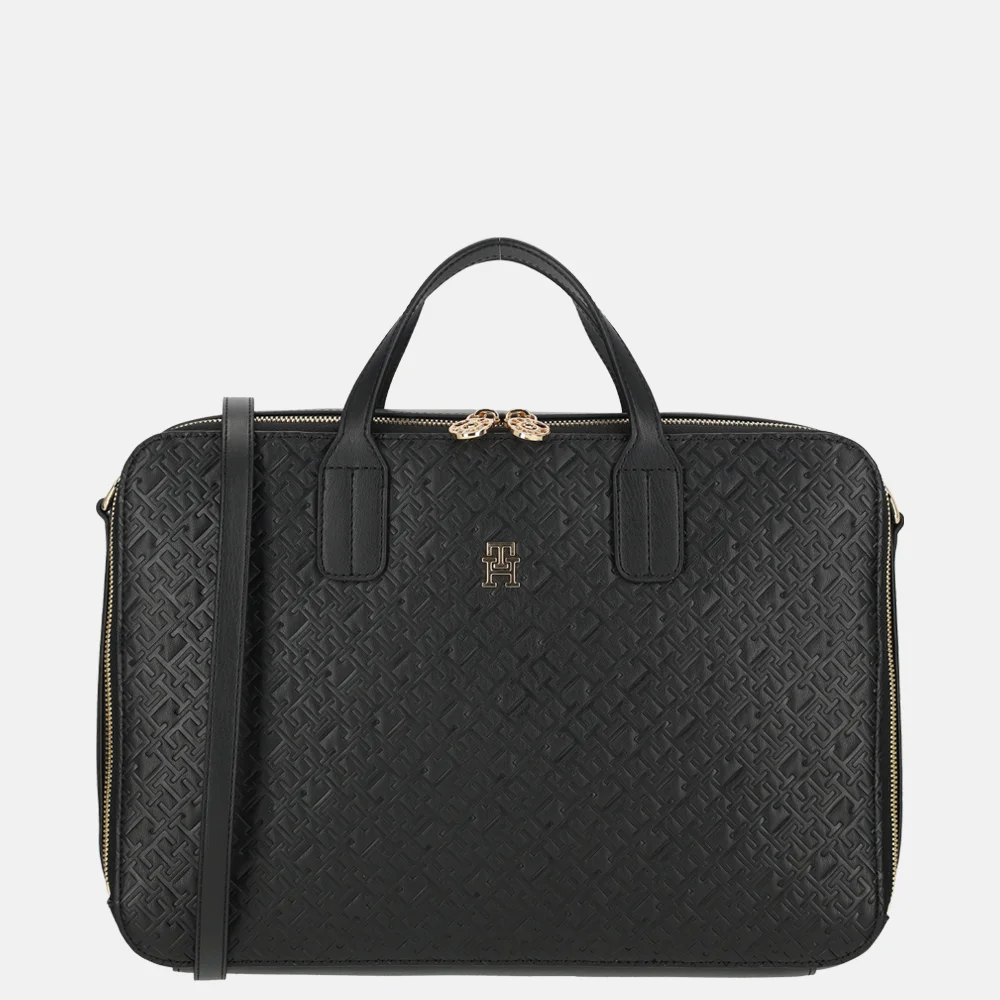 Tommy Hilfiger Icon mono laptoptas 15 inch black bij Duifhuizen