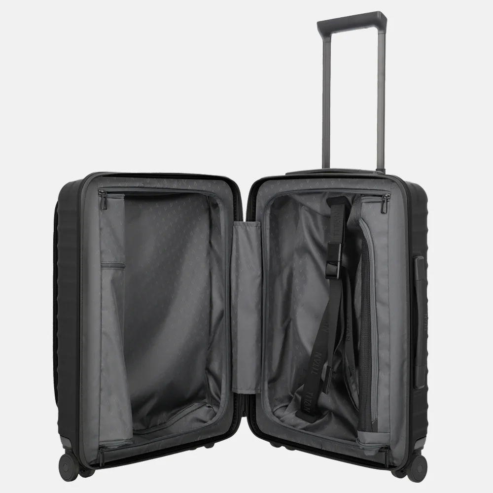Titan Upgrade handbagage koffer frontpocket 55 cm nightshade black bij Duifhuizen