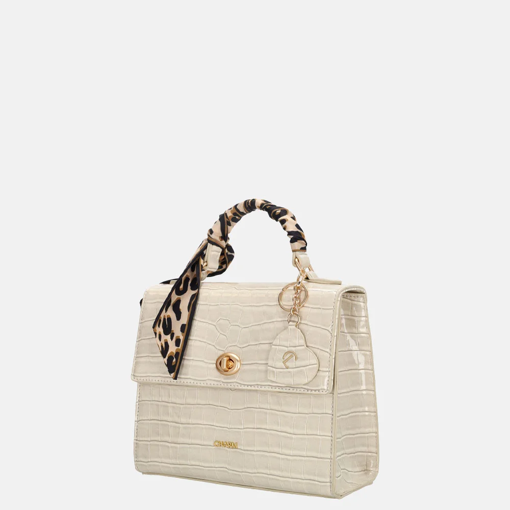 Charm London Knightsbridge handtas croco lak beige bij Duifhuizen