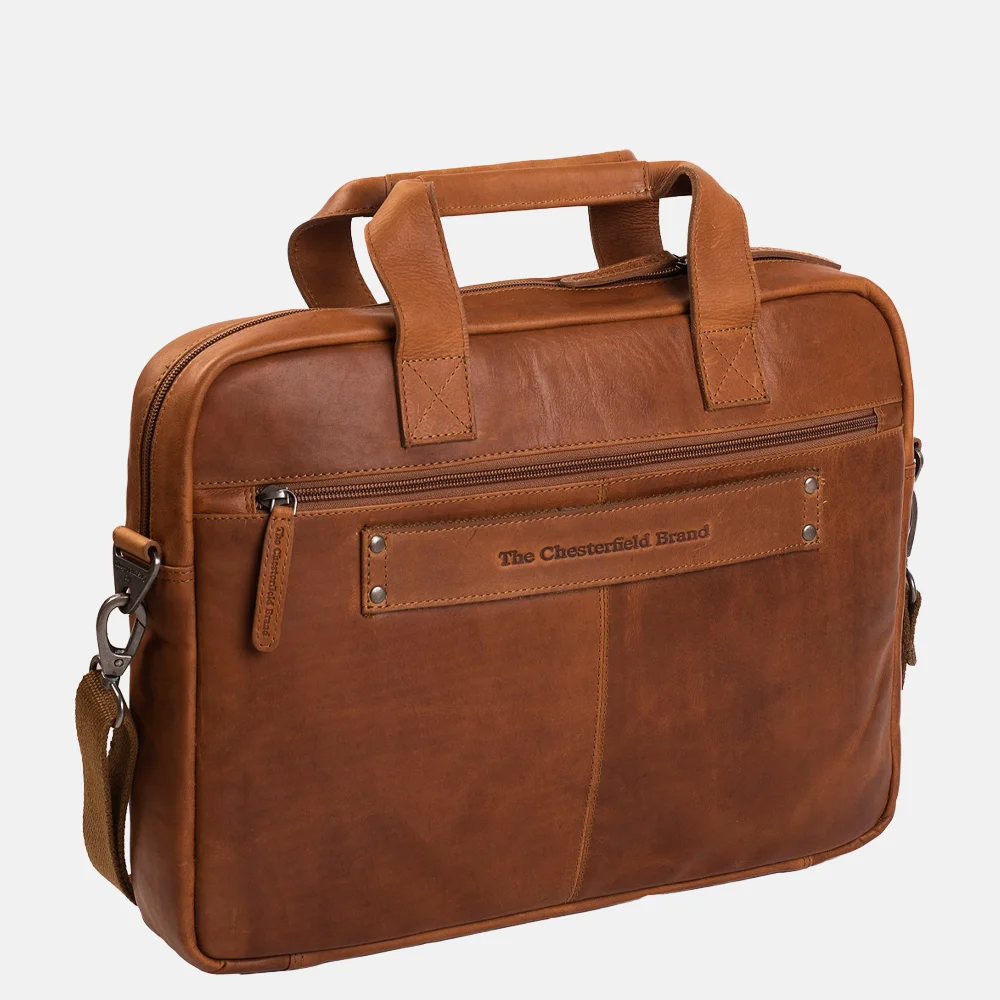 Chesterfield Calvi laptoptas 15.6 inch cognac bij Duifhuizen