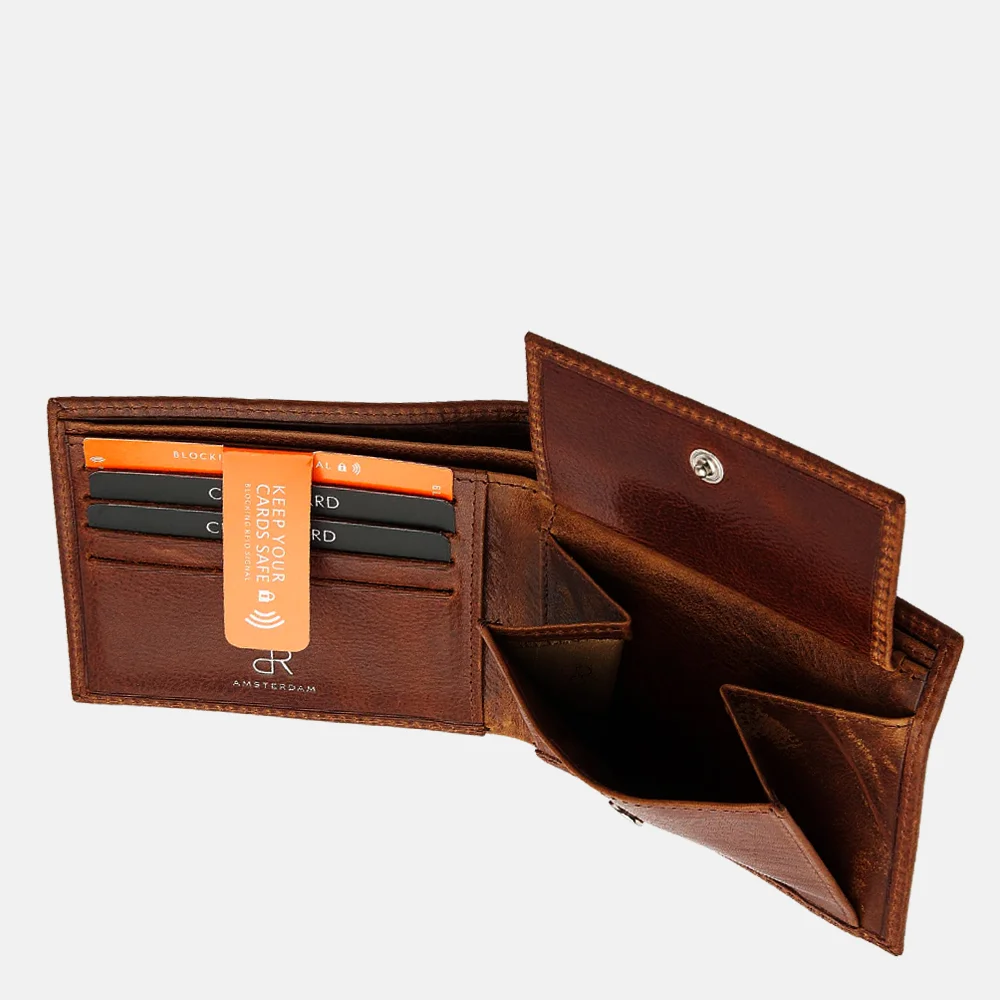 DR Amsterdam billfold portemonnee cognac bij Duifhuizen