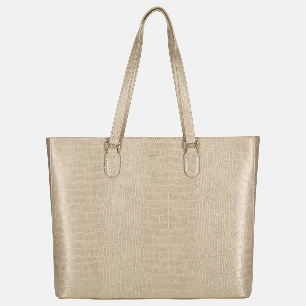 Duifhuizen croco shopper met laptopvak lichttaupe