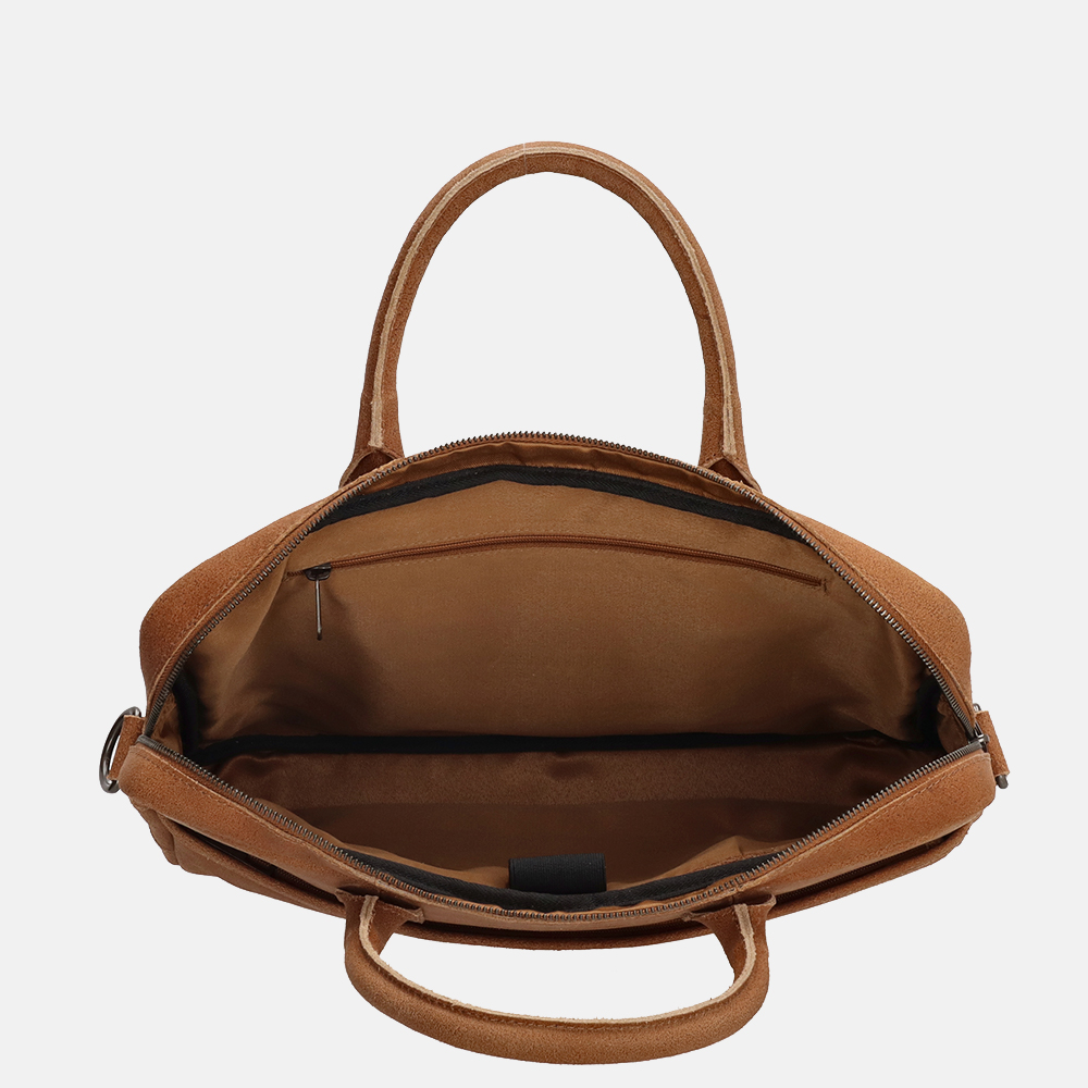 Hide & Stitches Wolga laptoptas 15.6 inch cognac bij Duifhuizen