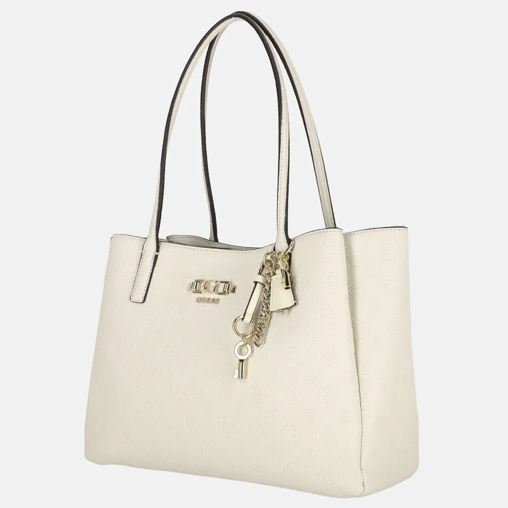 Guess Brooke sleutelhanger off white bij Duifhuizen
