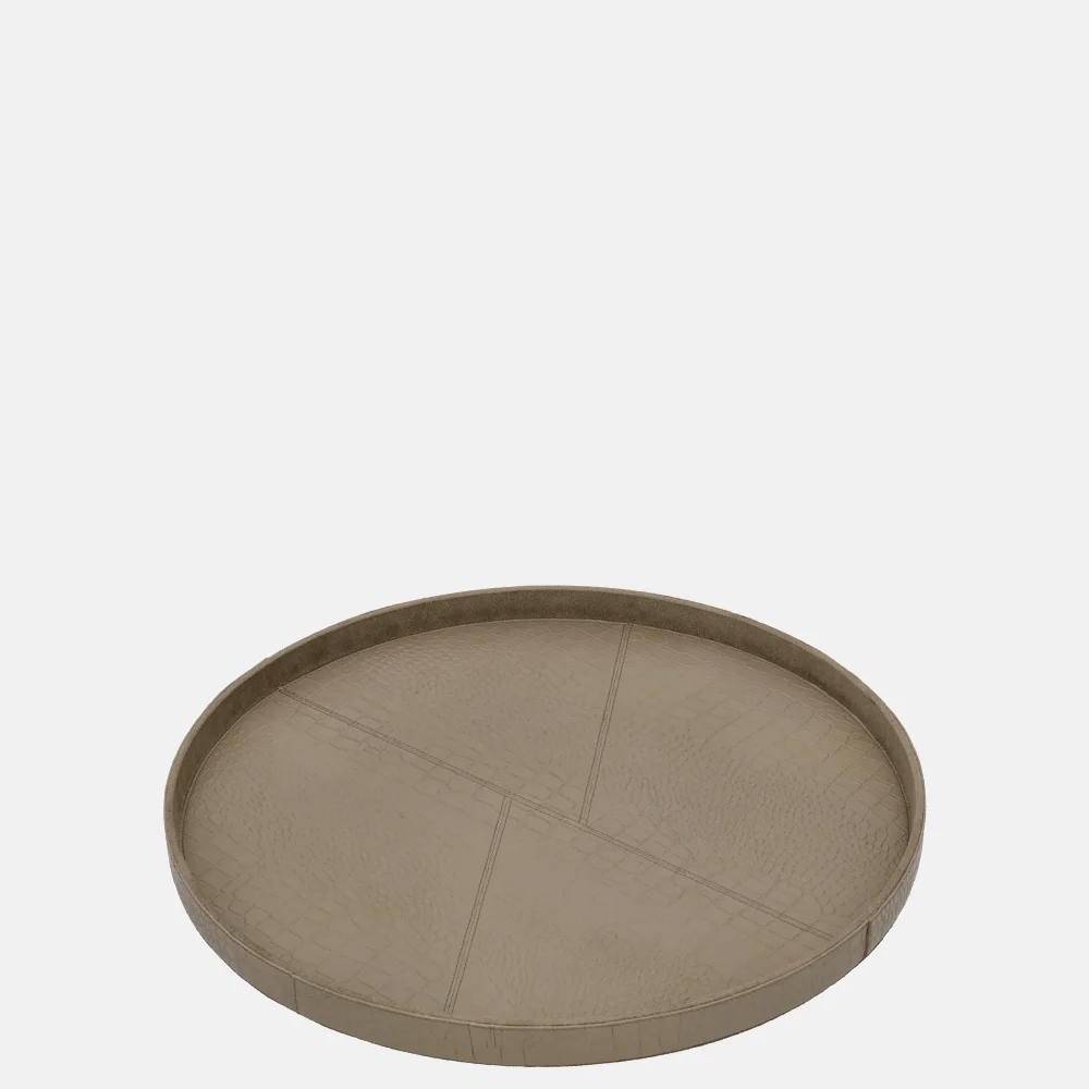 Chamada leren dienblad rond croco M taupe