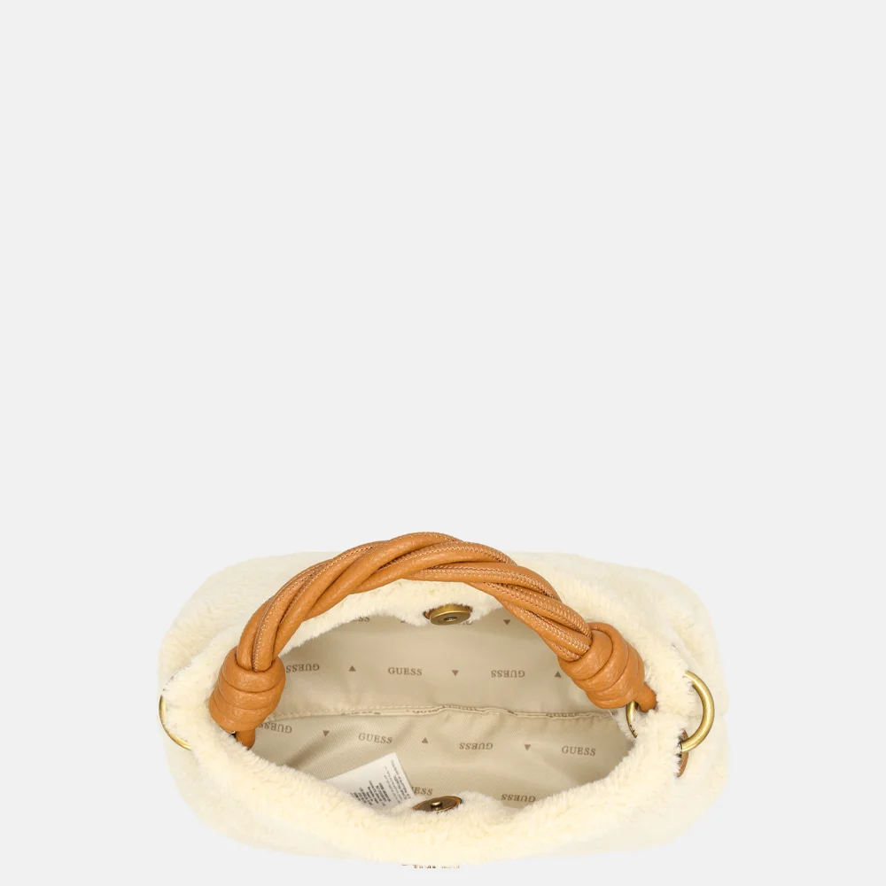 Guess Shaida top handle crossbody tas natural/cognac bij Duifhuizen