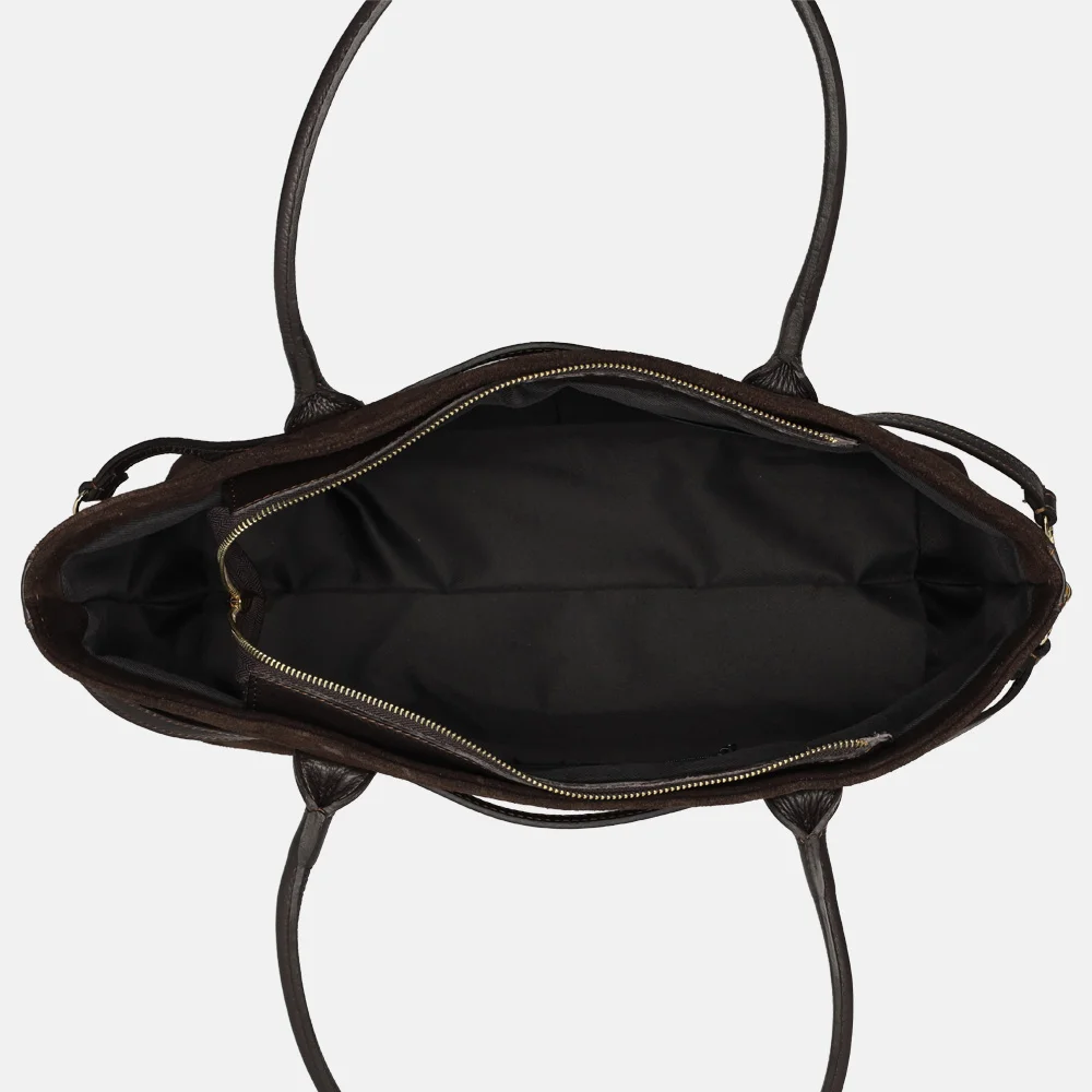 Charm London shopper suede donkerbruin bij Duifhuizen