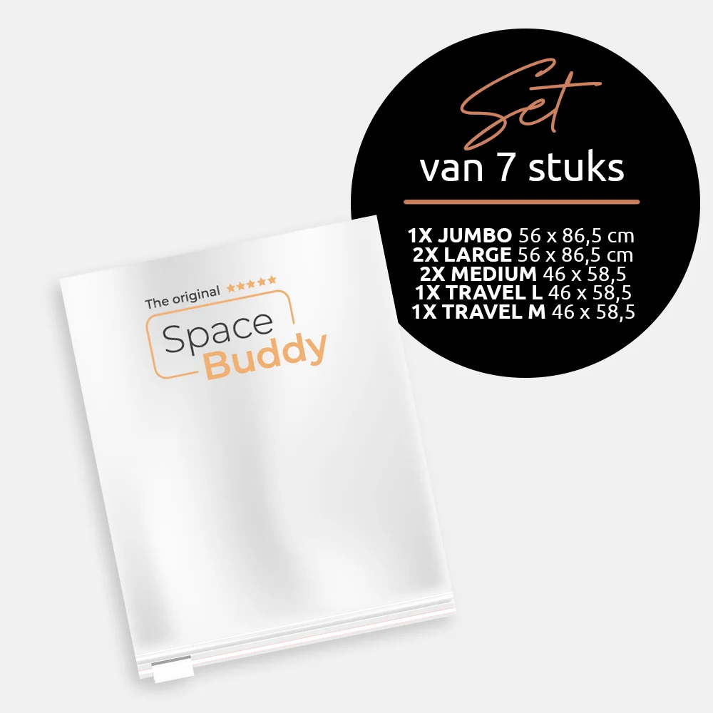Spacebuddy 7-delig set incl travelbags inpakaccessoire bij Duifhuizen