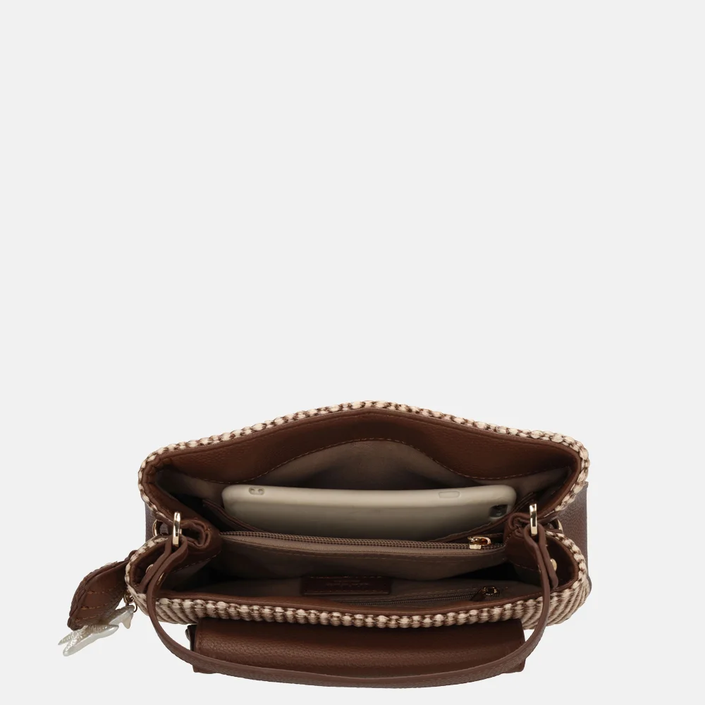 Charm London Santorini handtas 2vaks overslag bruin bij Duifhuizen