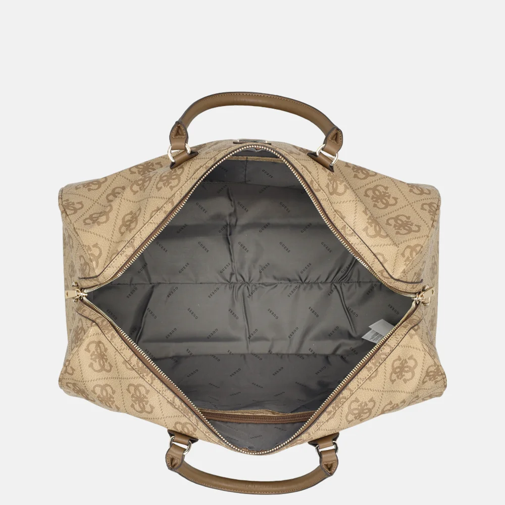 Guess Berta Weekender duffle weekendtas latte logo/brown bij Duifhuizen