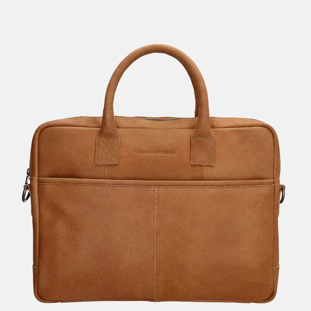 Hide & Stitches Wolga laptoptas 15.6 inch cognac bij Duifhuizen
