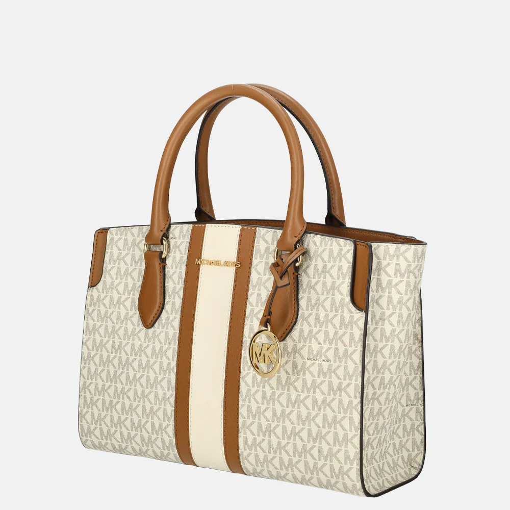 Michael Kors Becca satchel handtas M vanilla/acorn bij Duifhuizen
