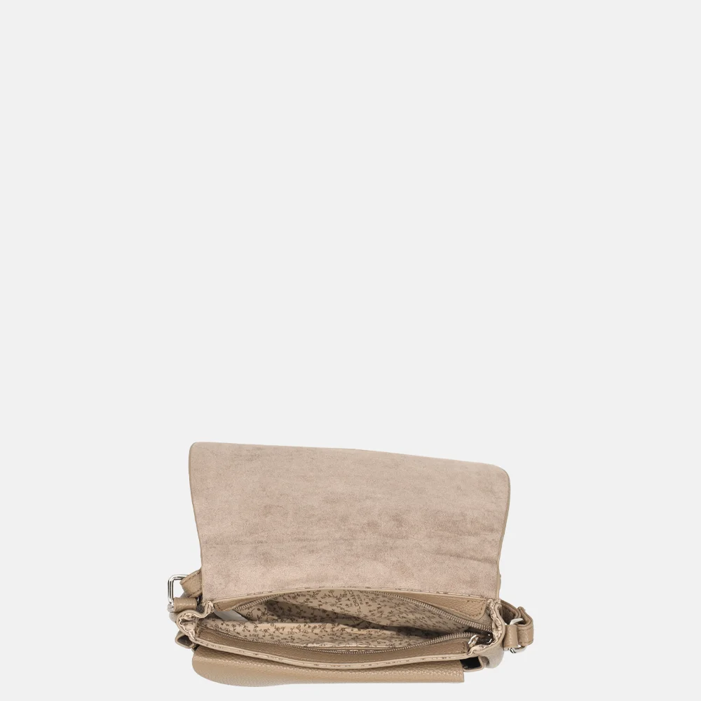 Flora & Co crossbody tas taupe bij Duifhuizen