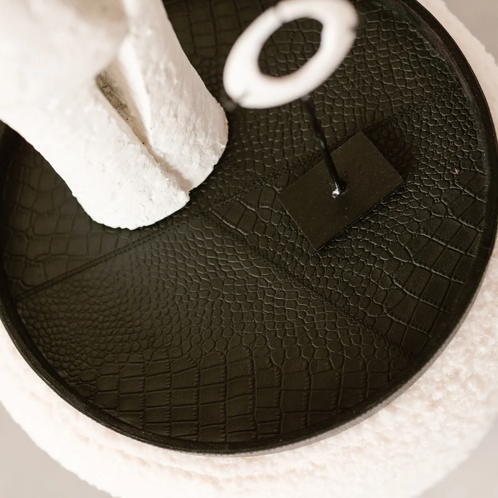 Chamada leren dienblad rond croco M black bij Duifhuizen