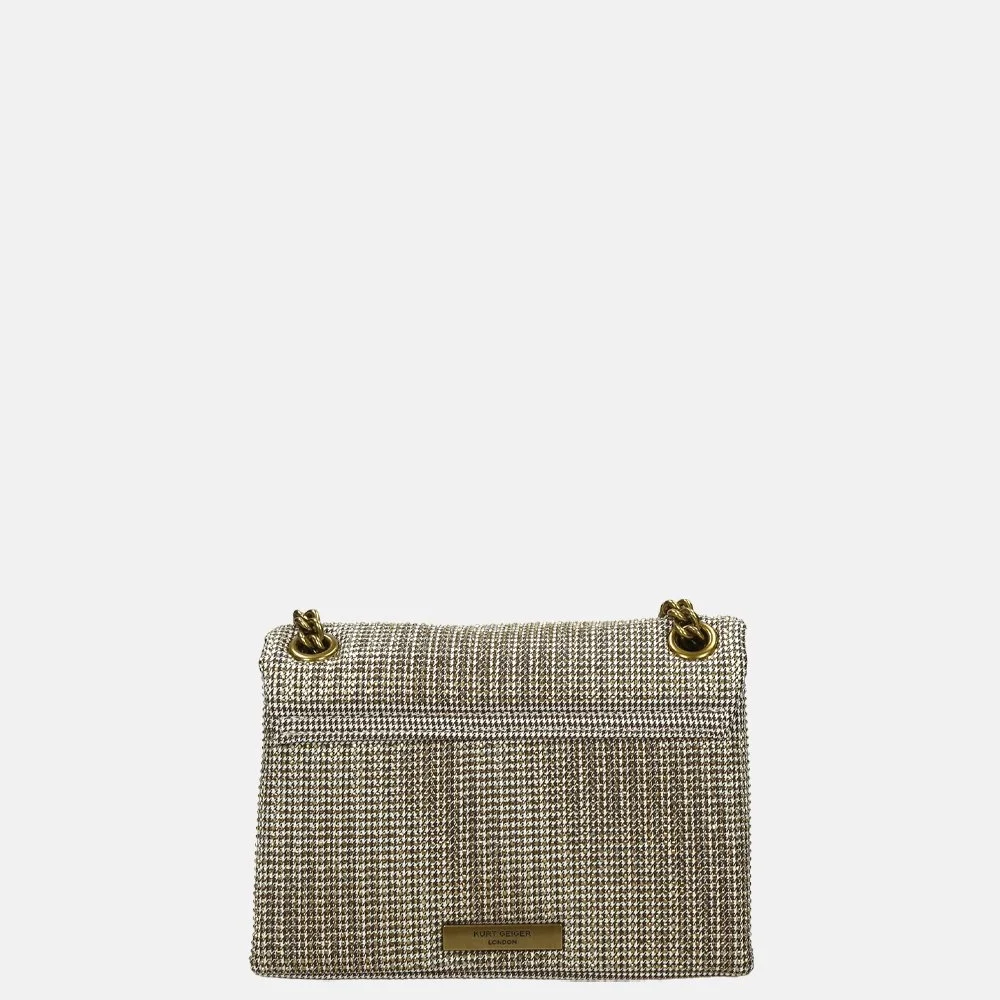 Kurt Geiger fabric mini kensington V studjes crossbody tas gold bij Duifhuizen