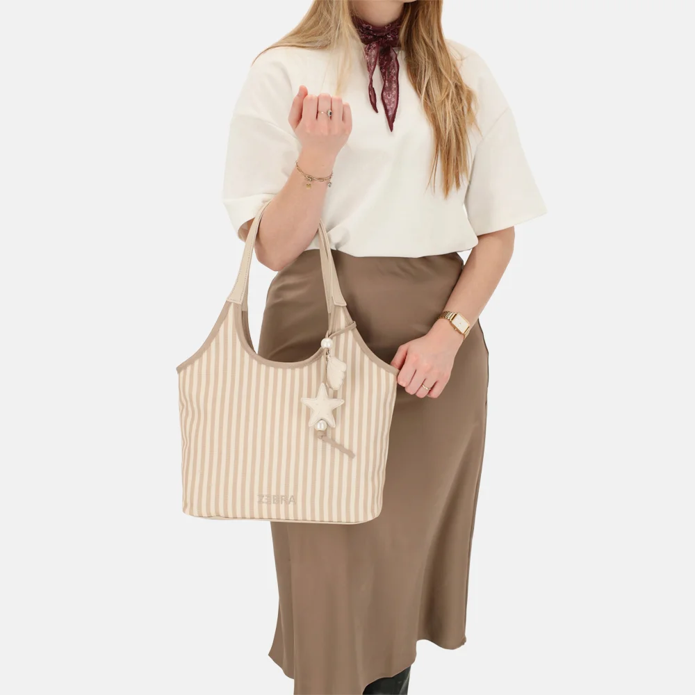 Zebra Trends Mira shopper streep M creme bij Duifhuizen