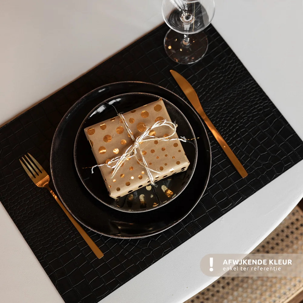 Chamada leren placemats rechthoek croco (2 stuks) donkerbruin bij Duifhuizen