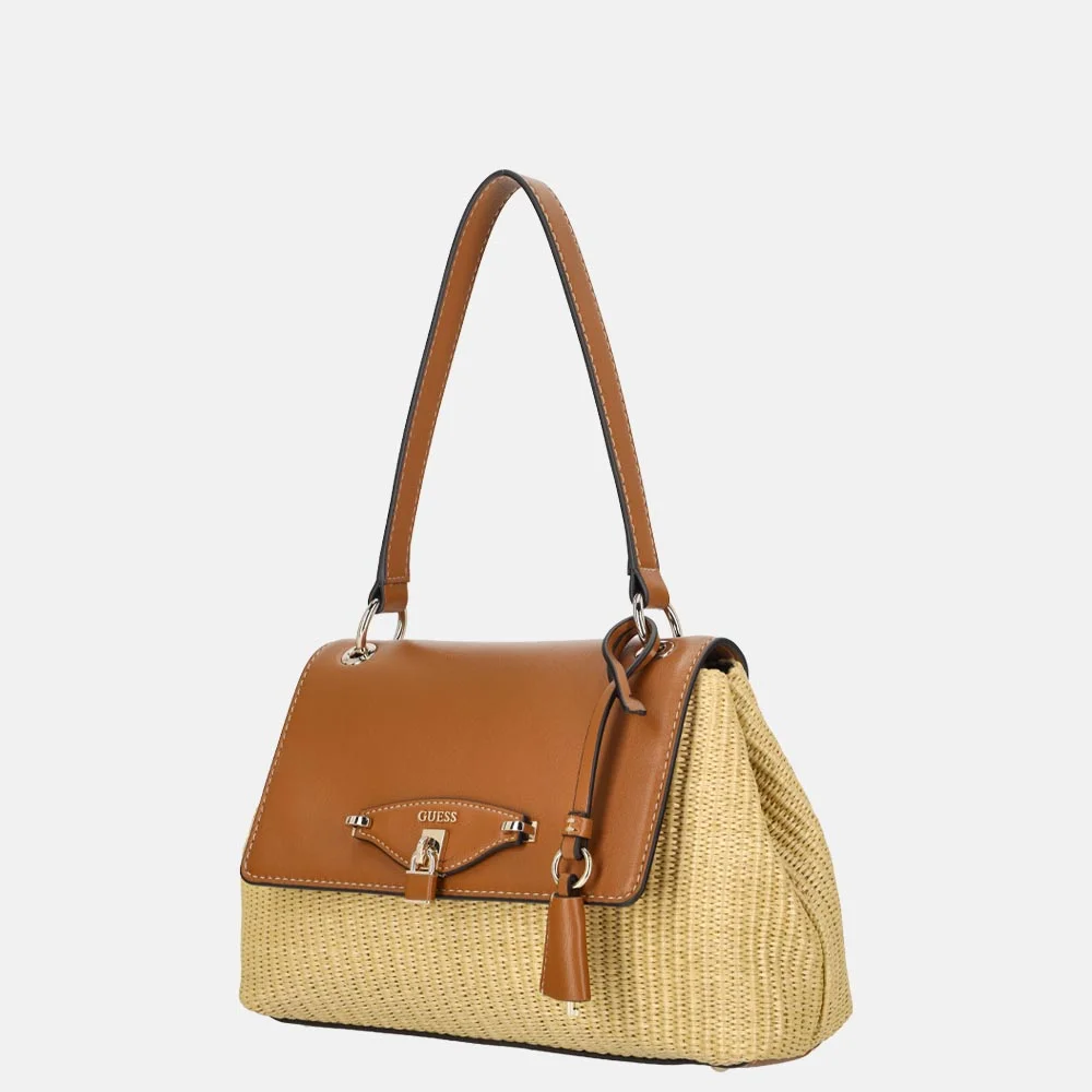 Guess Maggie schoudertas natural/caramel bij Duifhuizen