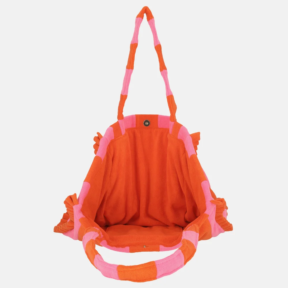 Laurent David Zara strandtas/shopper badstof roze/rood bij Duifhuizen