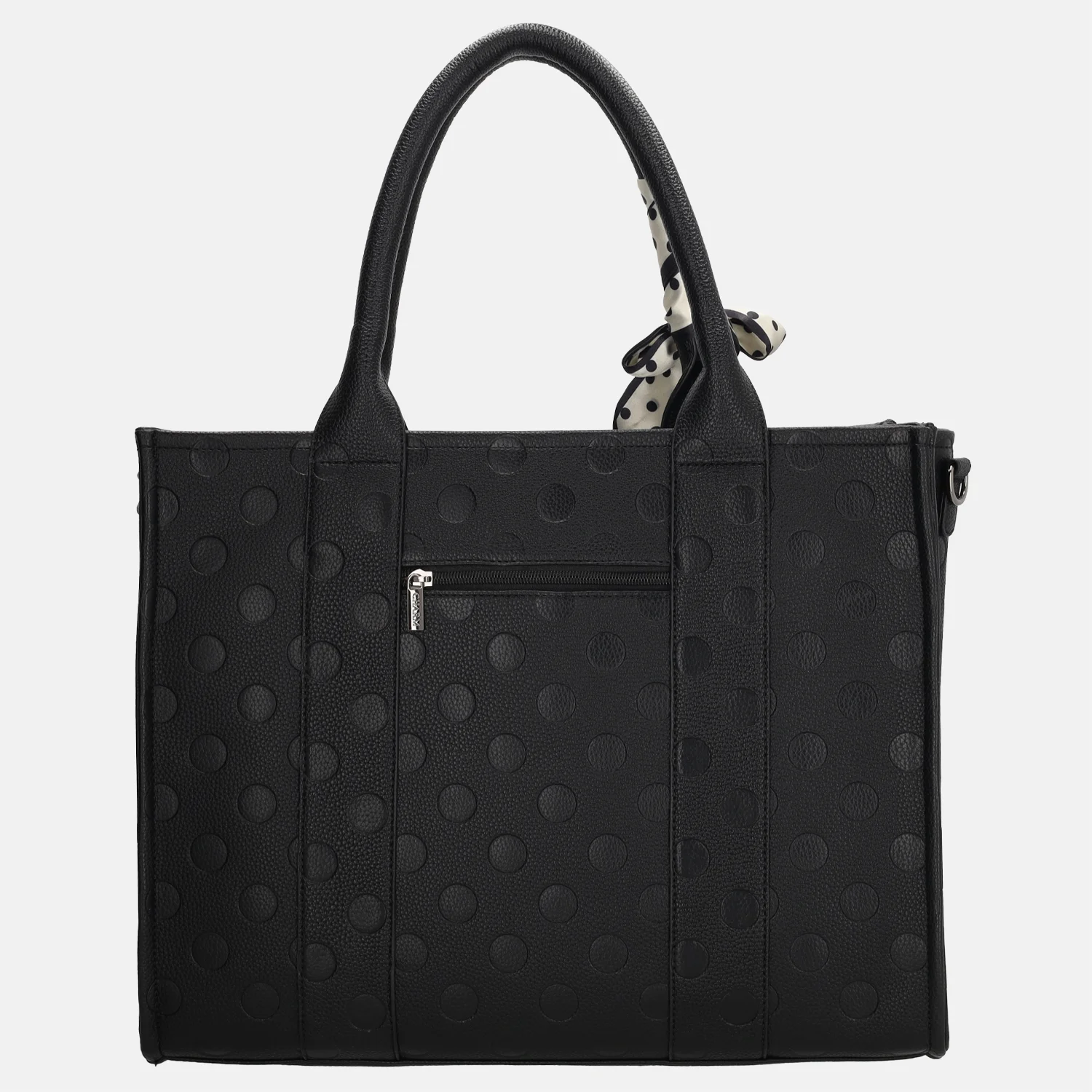 Charm London Bond Avenue handtas 15 inch polkadot zwart bij Duifhuizen