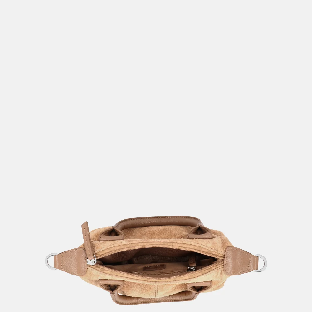 Charm London Buckingham crossbody tas XS suede camel bij Duifhuizen