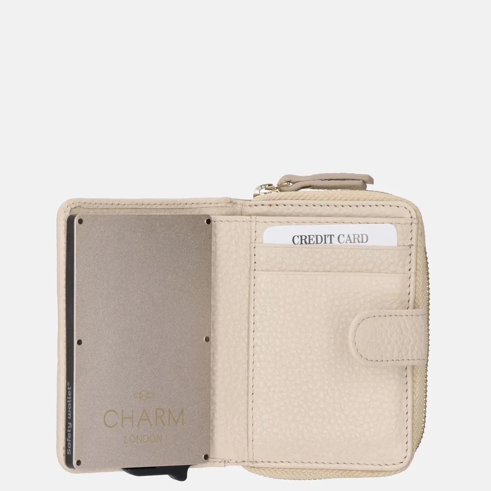 Charm London safety wallet portemonnee creme bij Duifhuizen