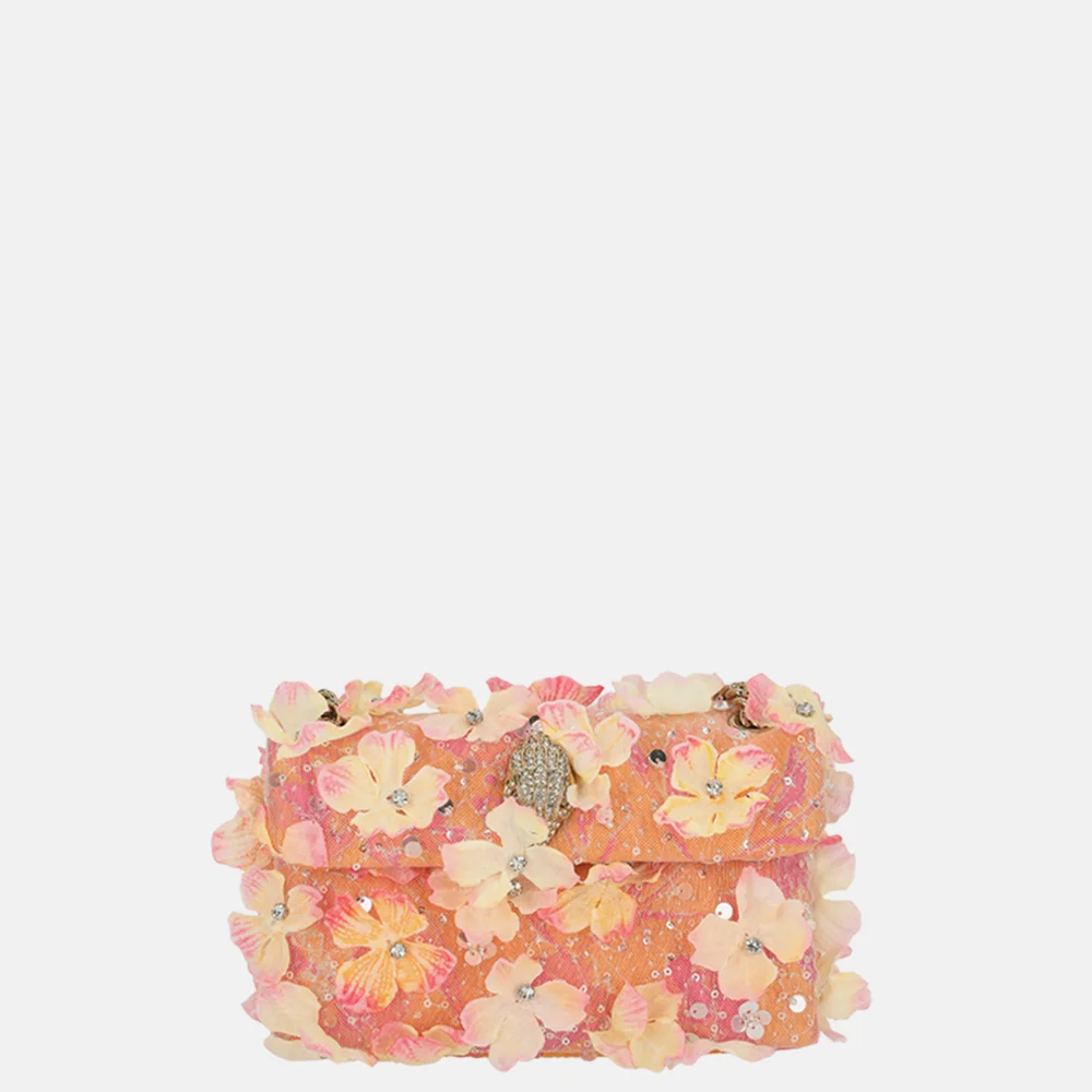 Kurt Geiger Kensington schoudertas mini flower peach bij Duifhuizen