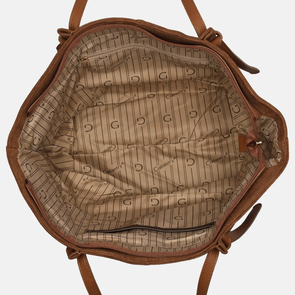 Firenze Suedine shopper L dark brown bij Duifhuizen