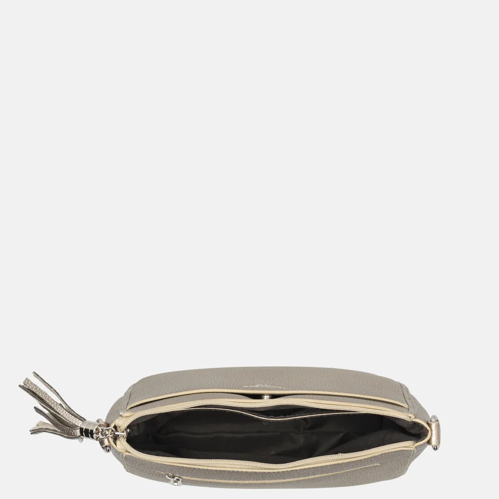 Flora & Co crossbody tas taupe metal bij Duifhuizen