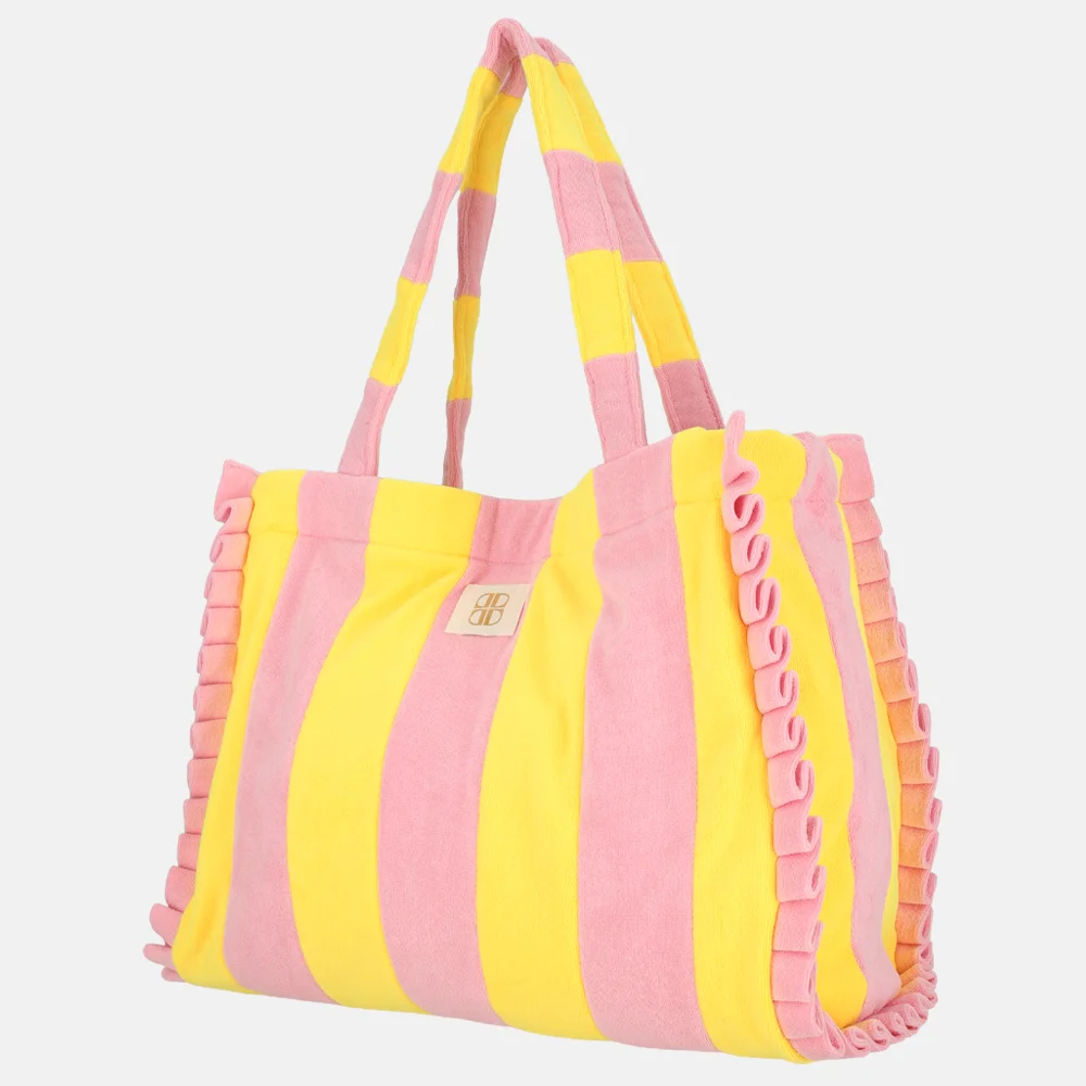 Laurent David Zara strandtas/shopper badstof geel/roze bij Duifhuizen