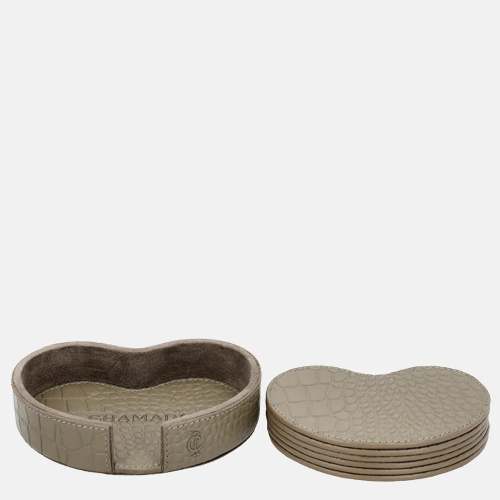 Chamada Chloe Kidney onderzetters croco taupe bij Duifhuizen