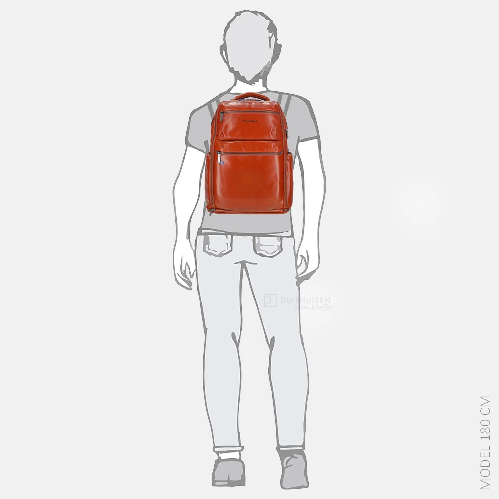 Piquadro Blue Square laptoprugzak 15 inch orange bij Duifhuizen