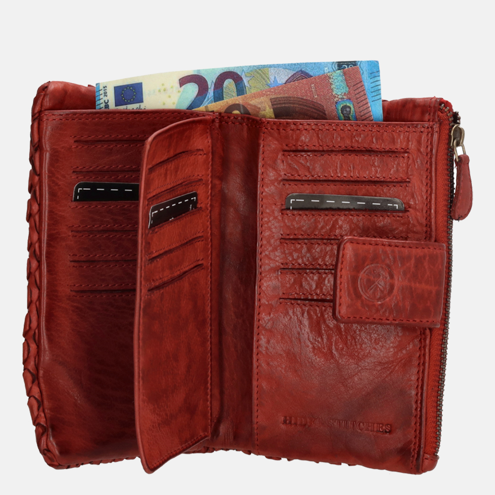 Hide & Stitches Atlas portemonnee rood bij Duifhuizen