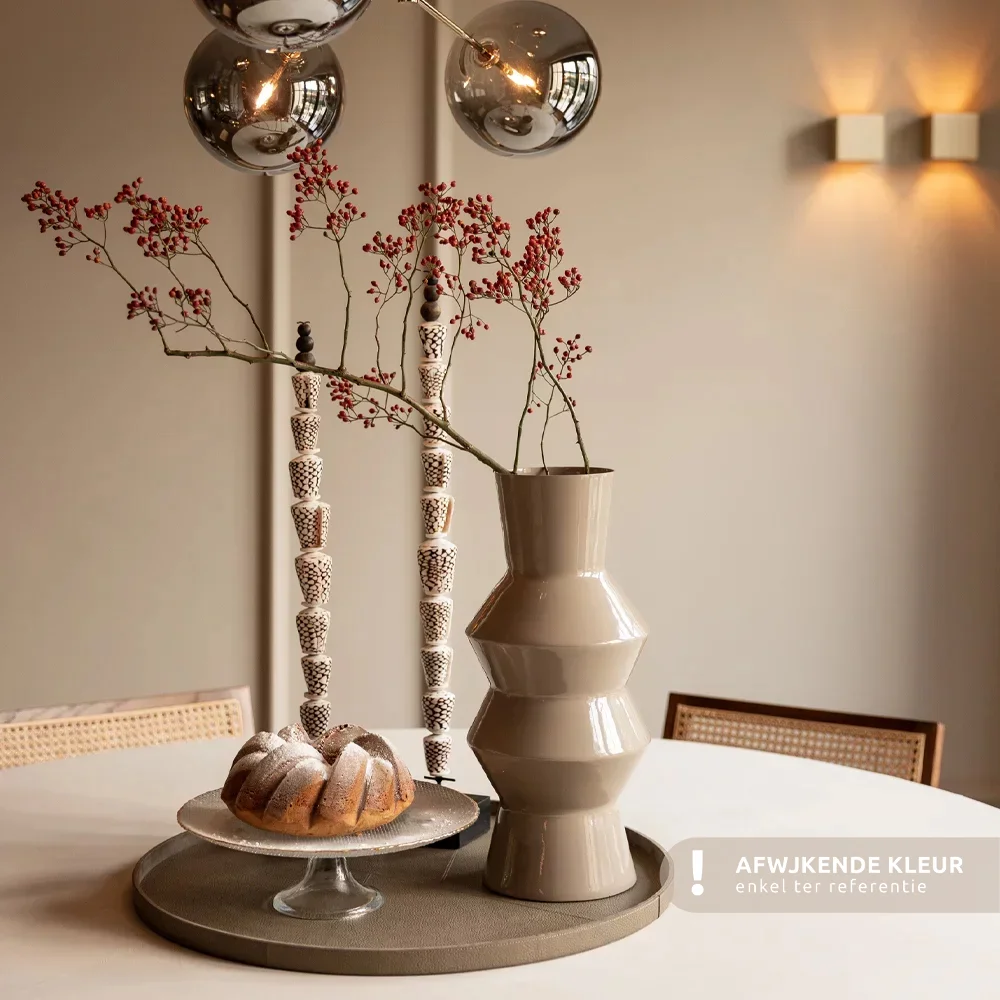 Chamada leren dienblad rond effen L beige bij Duifhuizen