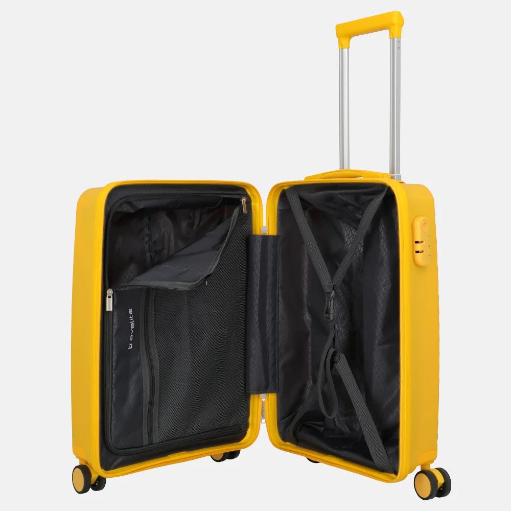 Travelite Pacific spinner 55cm yellow bij Duifhuizen
