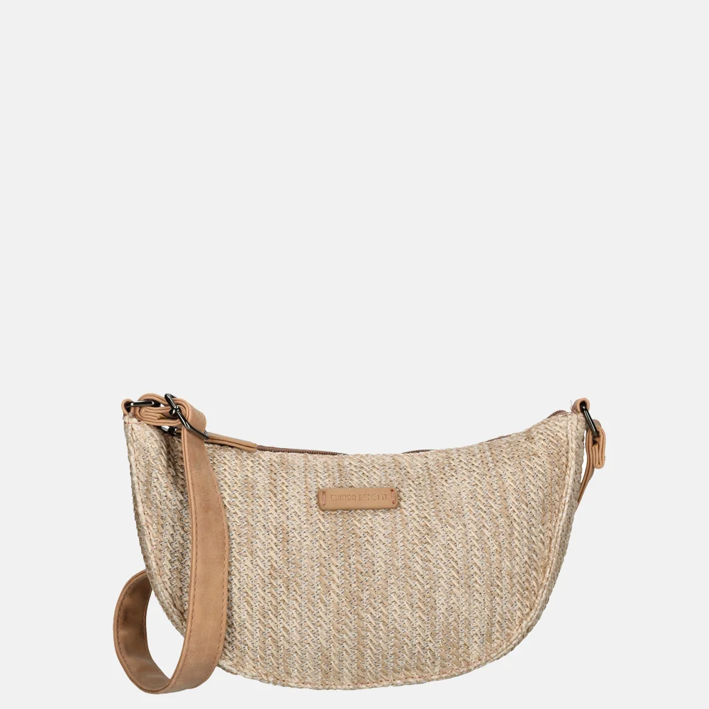 Enrico Benetti Raffia Banana crossbody tas misty rose
