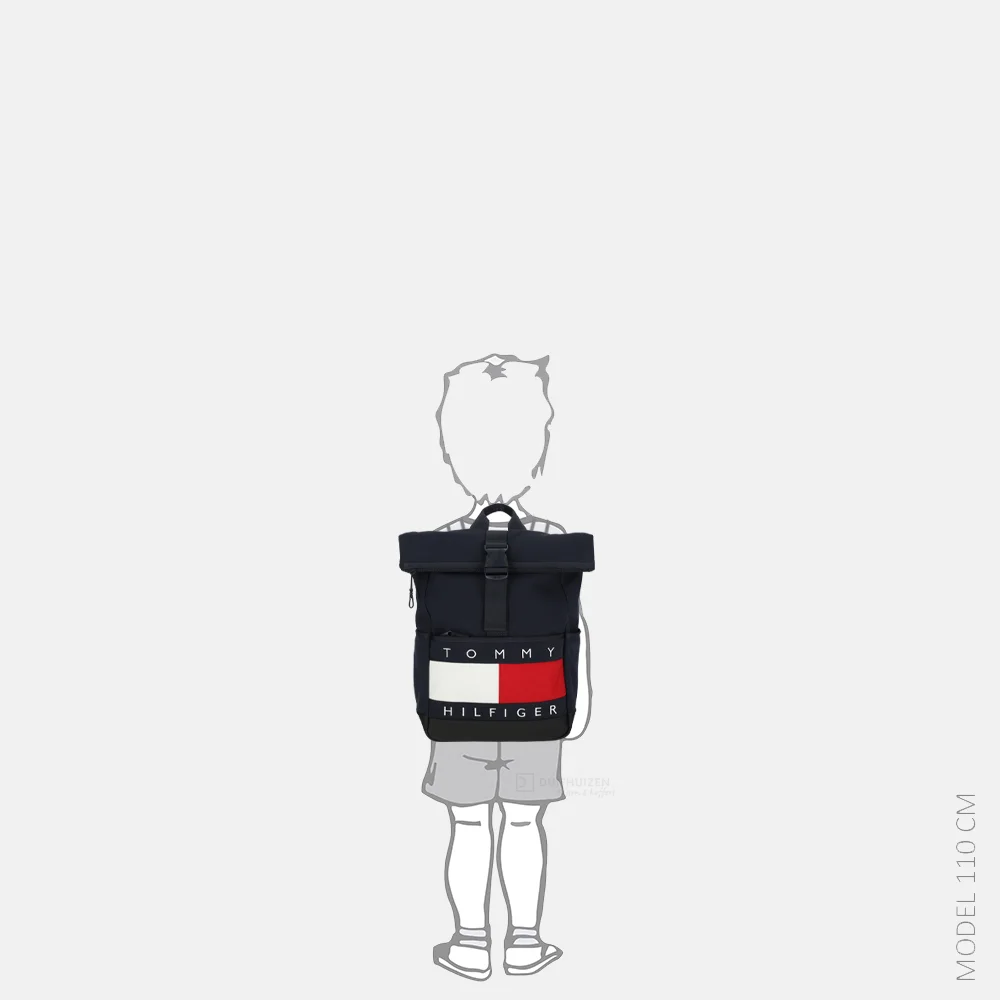 Tommy Hilfiger Heritage rolltop rugzak logo space blue bij Duifhuizen