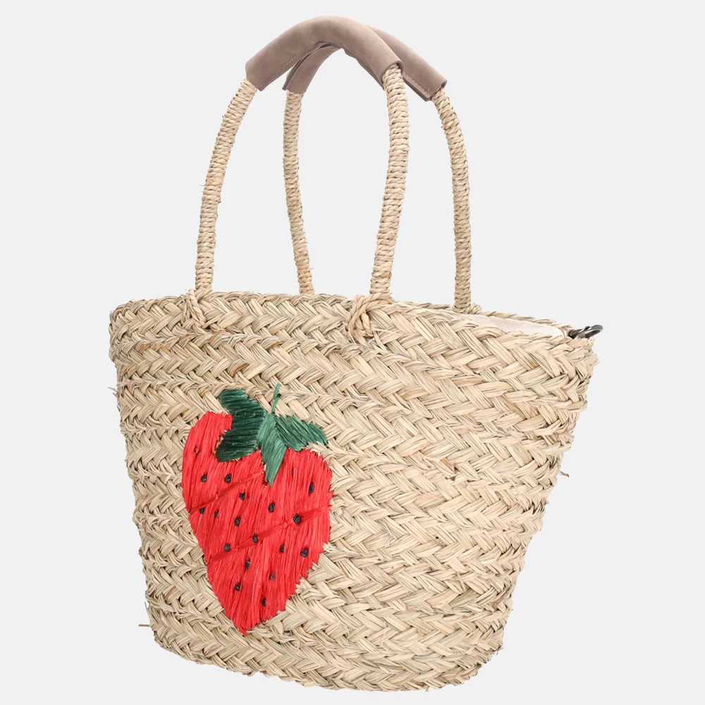 Zebra Trends rieten strandtas strawberry bij Duifhuizen