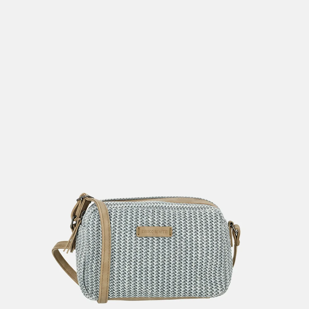 Enrico Benetti Raffia crossbody tas lichtblauw